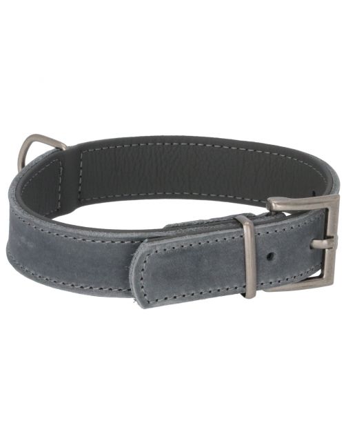 Adori Halsband Vetleder Gevoerd Grijs&Antraciet - Hondenhalsband