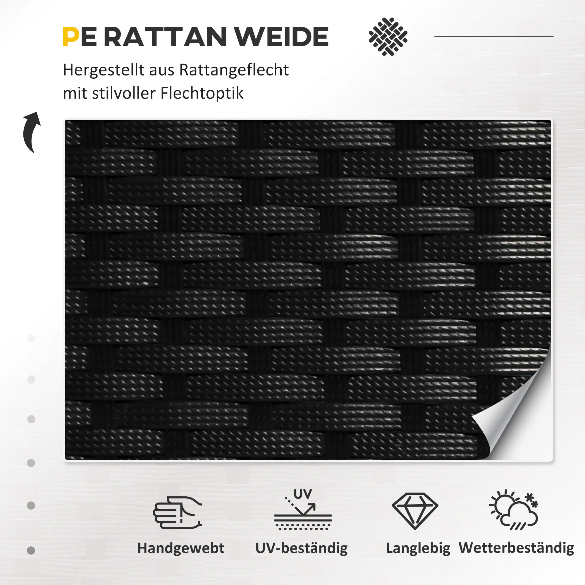 Outsunny Polyrattan Sitzgruppe als 7-teiliges Set schwarz, cremeweiß