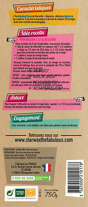 Savon de marseille en copeaux Starwax The fabulous 750g