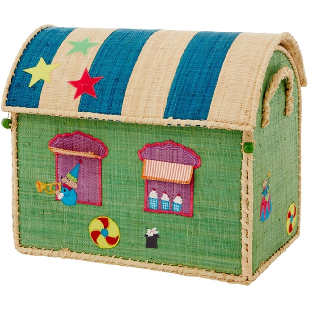 Circus Theme Raffia Kurvehus til Opbevaring 3-pak