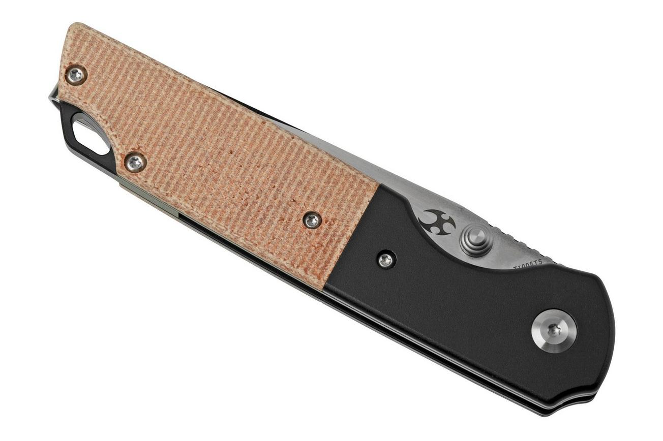 Kansept Warrior T1005T5 Black Tanto, Brown Micarta zakmes, Kim Ning design