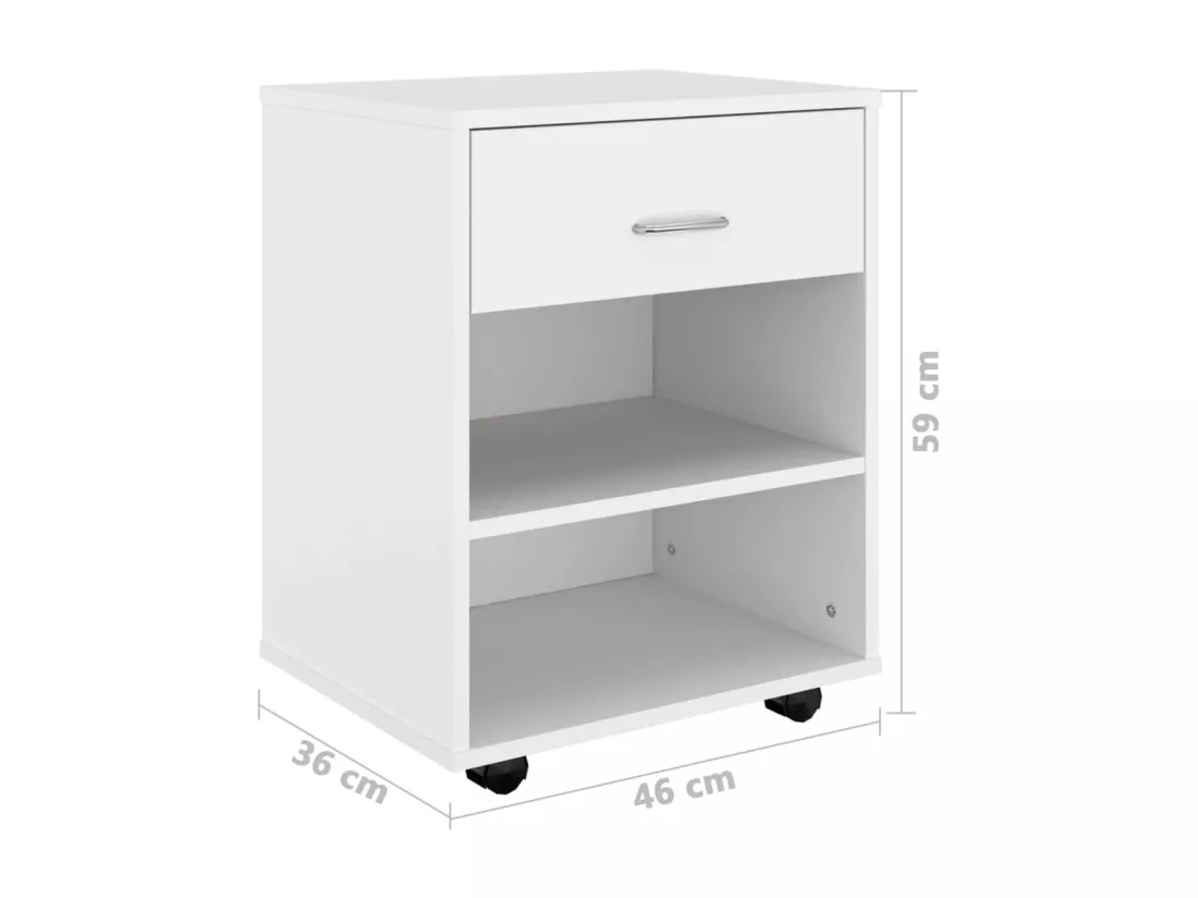 Armoire à roulettes Blanc 46x36x59 cm Bois d'ingénierie