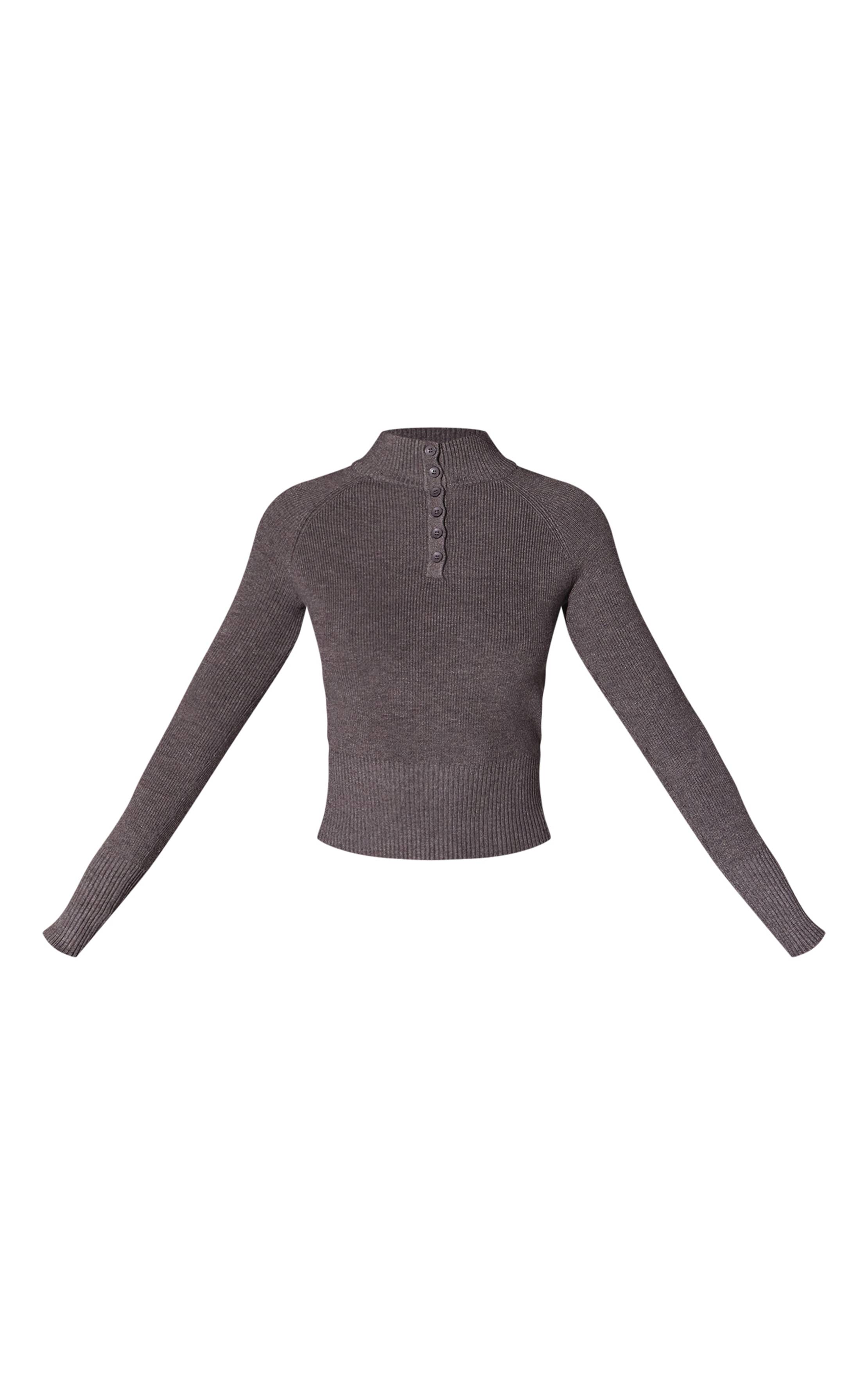 Gris Polo En Maille Côtelée Avec Taille Cintrée