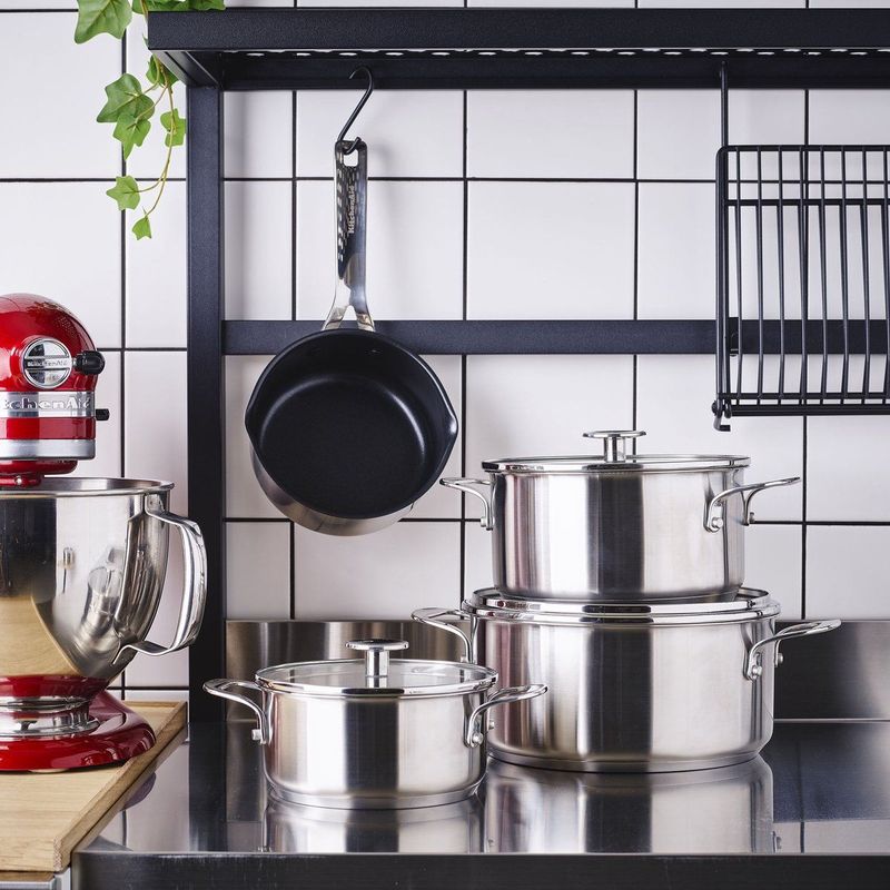 KitchenAid Stainless Steel kookpannenset met deksels 4-delig - RVS - inductie - PFAS-vrij