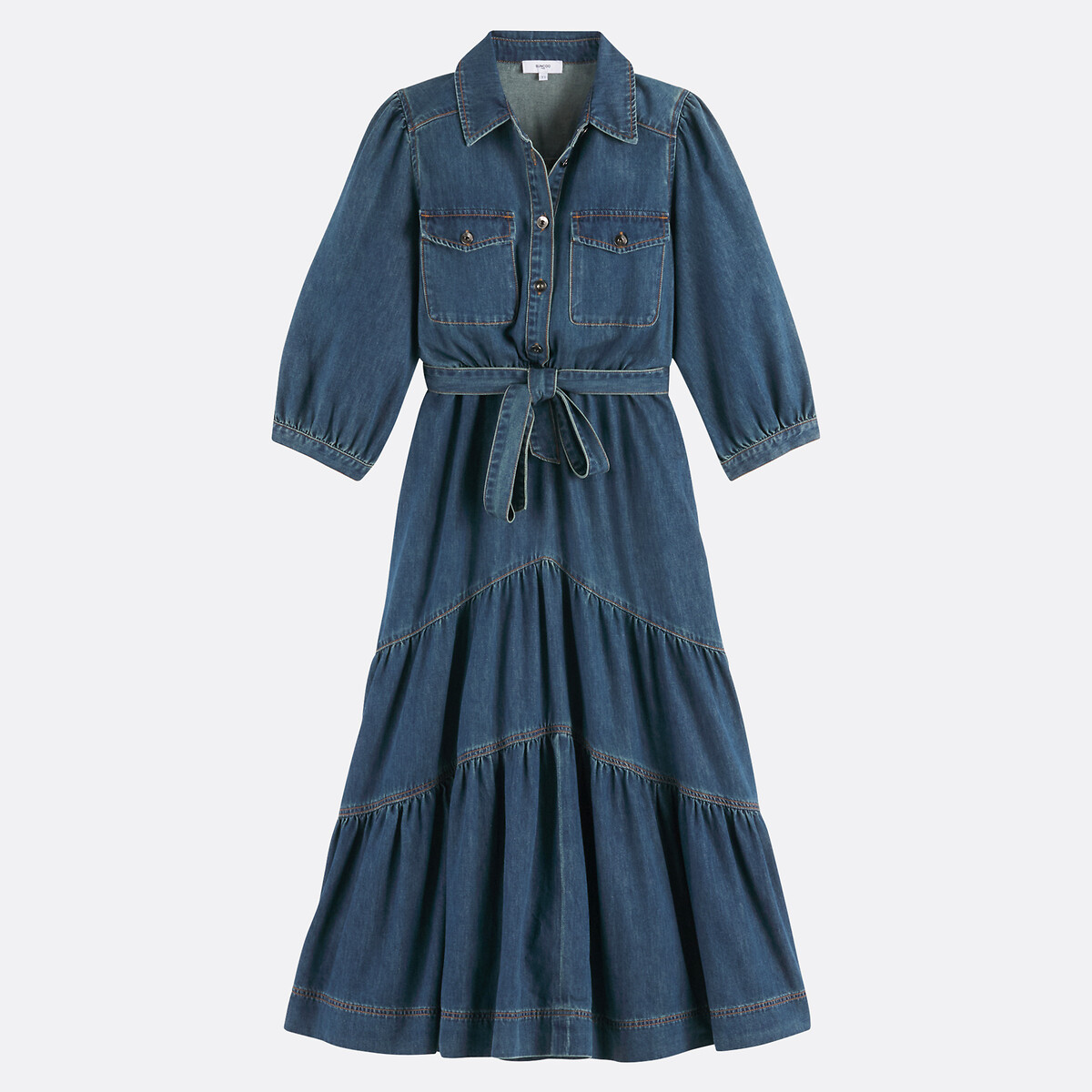 SUNCOO<br>Vestido midi jeans com alças, CLARCK