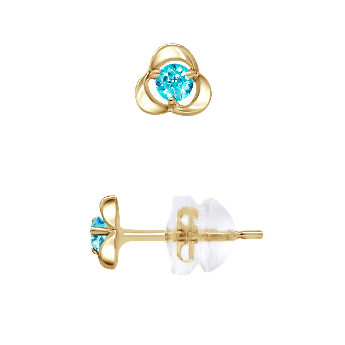 Boucles d'Oreilles BLEU TOPAZ - Or Jaune