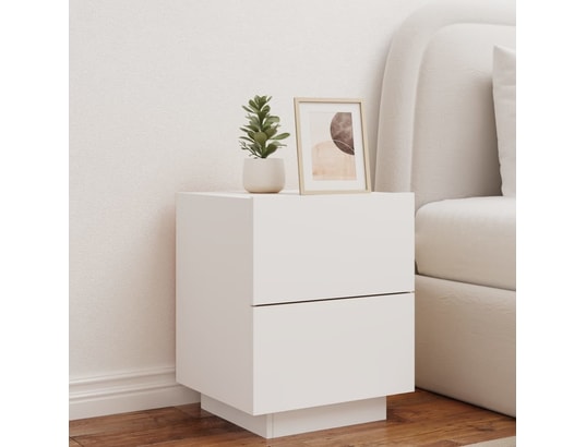 VIDAXL - Armoire de chevet avec lumières led blanc bois d'ingénierie