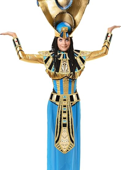 (5-tlg. Set) Kleopatra Ägyptische Königin Fasnacht Erwachsenen Kostüm Zubehör für Motto Partys / Halloween mit Maske / Gürtel - Schwarz / Gold