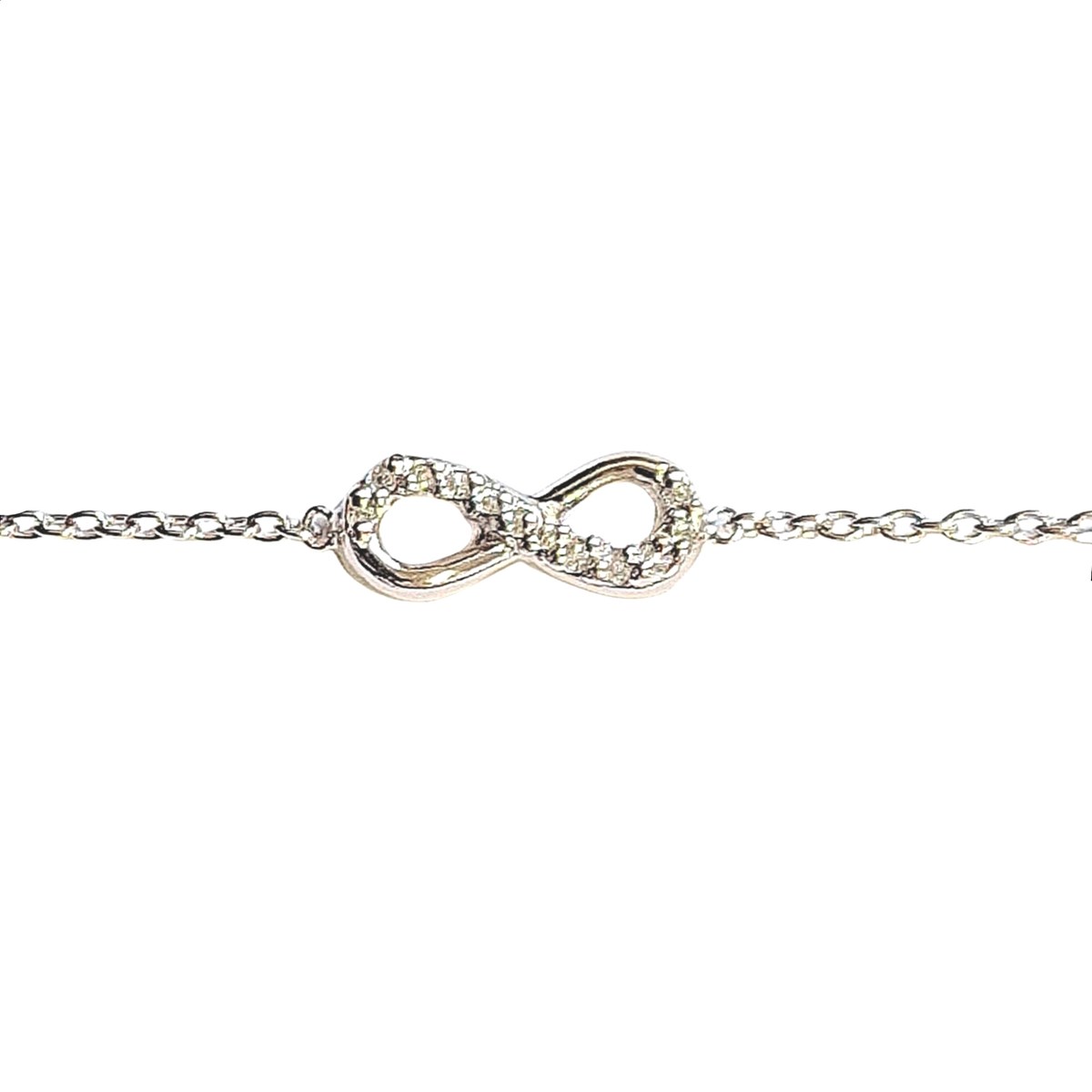 Bracelet de cheville chevillère breloque infini en argent 23-25 cm