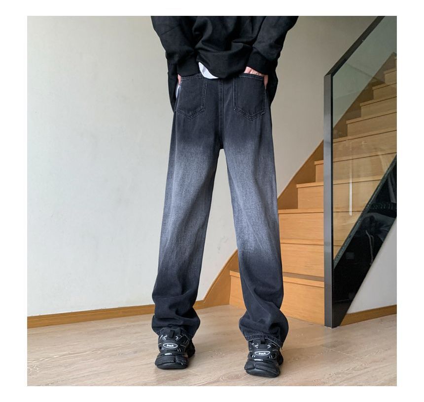 Femilina - Mid Rise Washed Wide Leg Jeans
