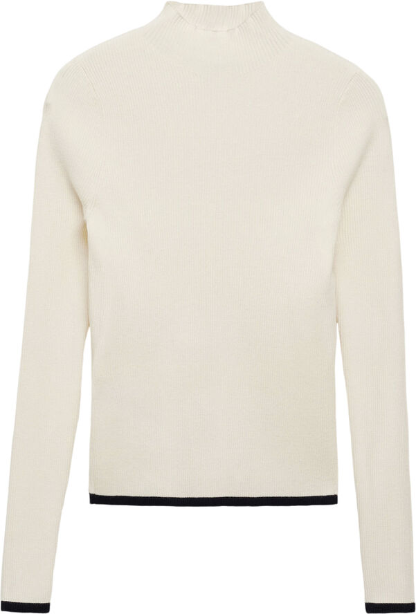 MANGO High collar ribbed knit sweater Light beige