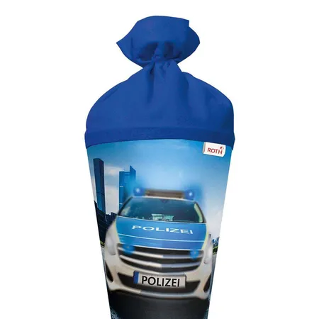 Roth Motiv-Schultüte, Polizei 110, 70cm, rund, Rot(h)-Spitze, Filzverschluss