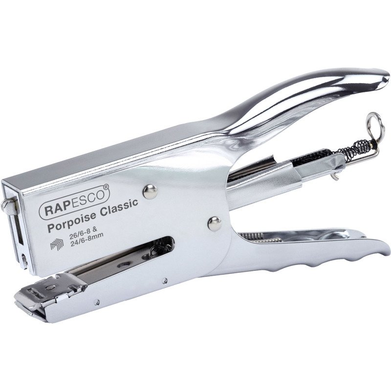 Agrafeuse pince Rapesco Porpoise - agrafes 24/6, 24/8, 26/6 ou 26/8 - capacité 45 feuilles