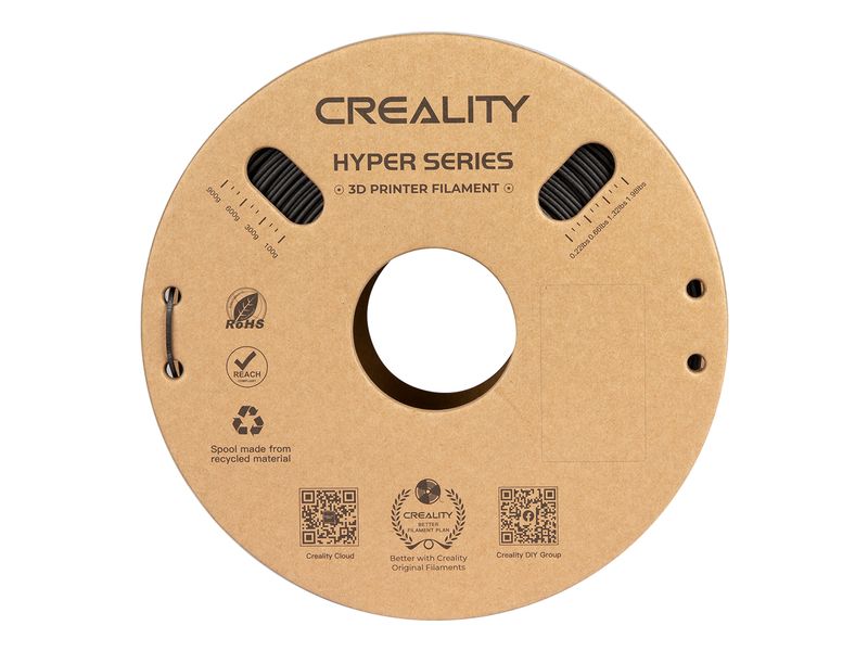 Creality Filament PLA Hyper Carbon Schwarz, 1.75 mm, 1 kg Hochwertiges 1.75 mm PLA Hyper Karbon Filament für 3D Drucker