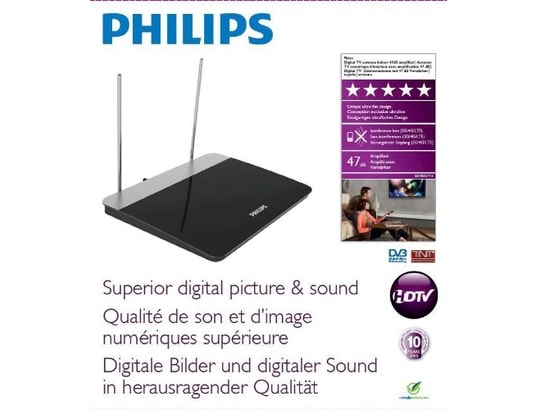 PHILIPS - Antenne intérieure Sdv6227 antenne tv numérique avec amplification de 47 db hdt...