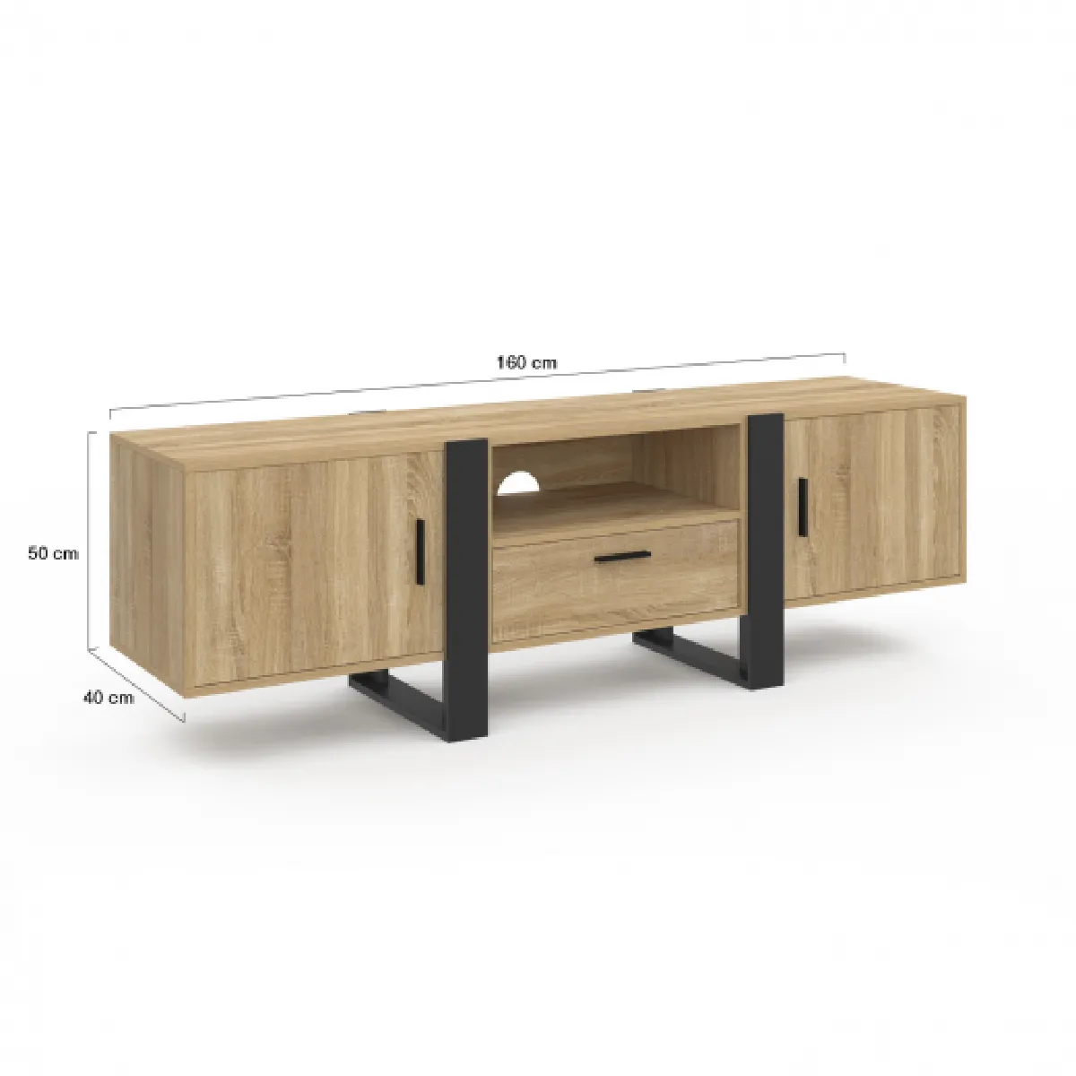 Idmarket Meuble TV PHOENIX 160 cm - Bois/Noir