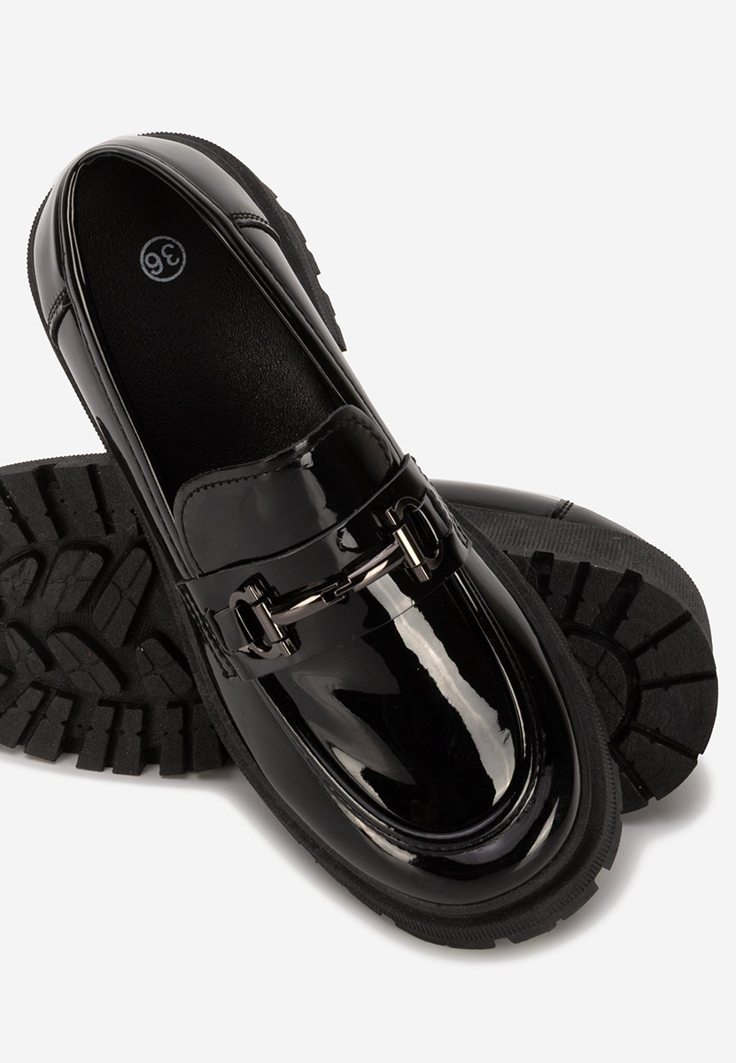 Mocassins pour femme vernis noirs Elvilia