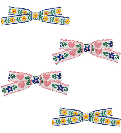Konges Sløjd Haarspange - 4er-Pack - Mini Bow - White/Rose