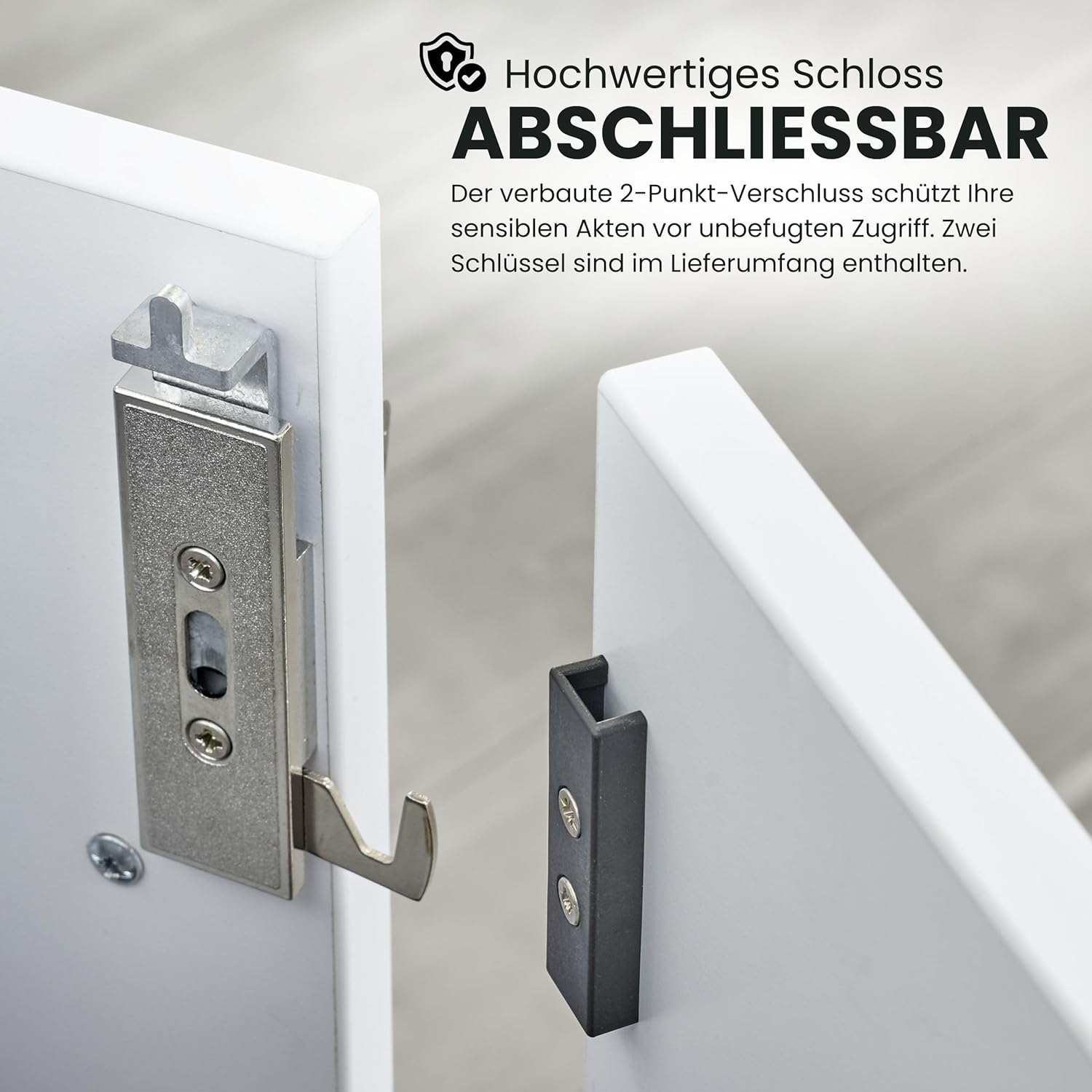 bümö Aktenschrank abschließbar, Büroschrank Holz 80cm breit in weiß - abschließbarer Schrank mit Aktenregal für's Büro & Arbeitszimmer, Büro Möbel Ordnerschrank mit Schloss