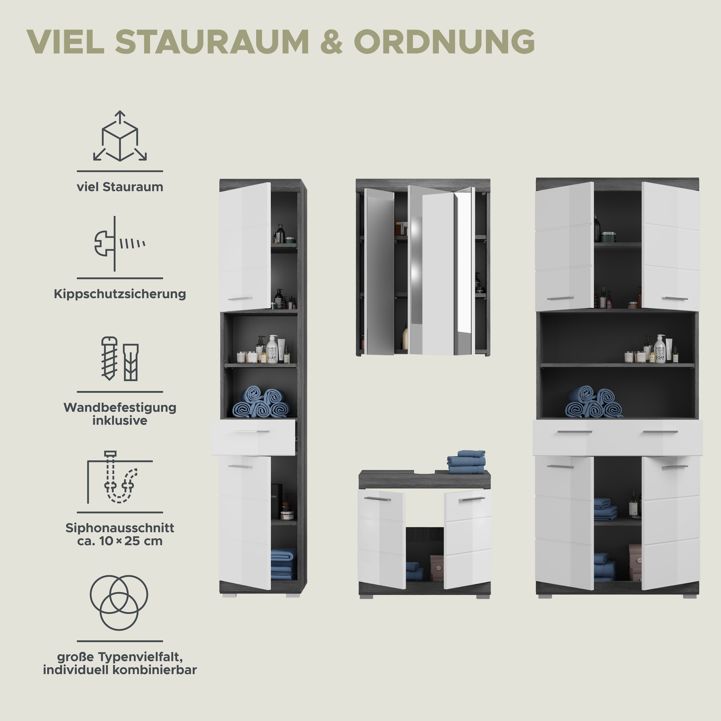 INOSIGN Badmöbel-Set »Siena, 4 teilig, bestehend aus:« Set, TOPSELLER!, 4 Stk. tlg.