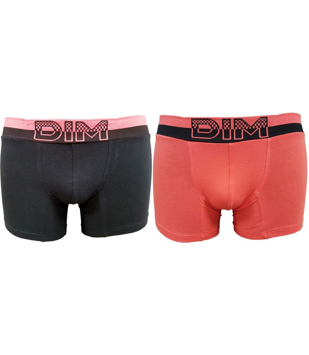Boxer DIM Homme en coton stretch ultra Confort -Assortiment modèles photos selon arrivages- Pack de 2 Boxers Noir/Rouge Soft Touch