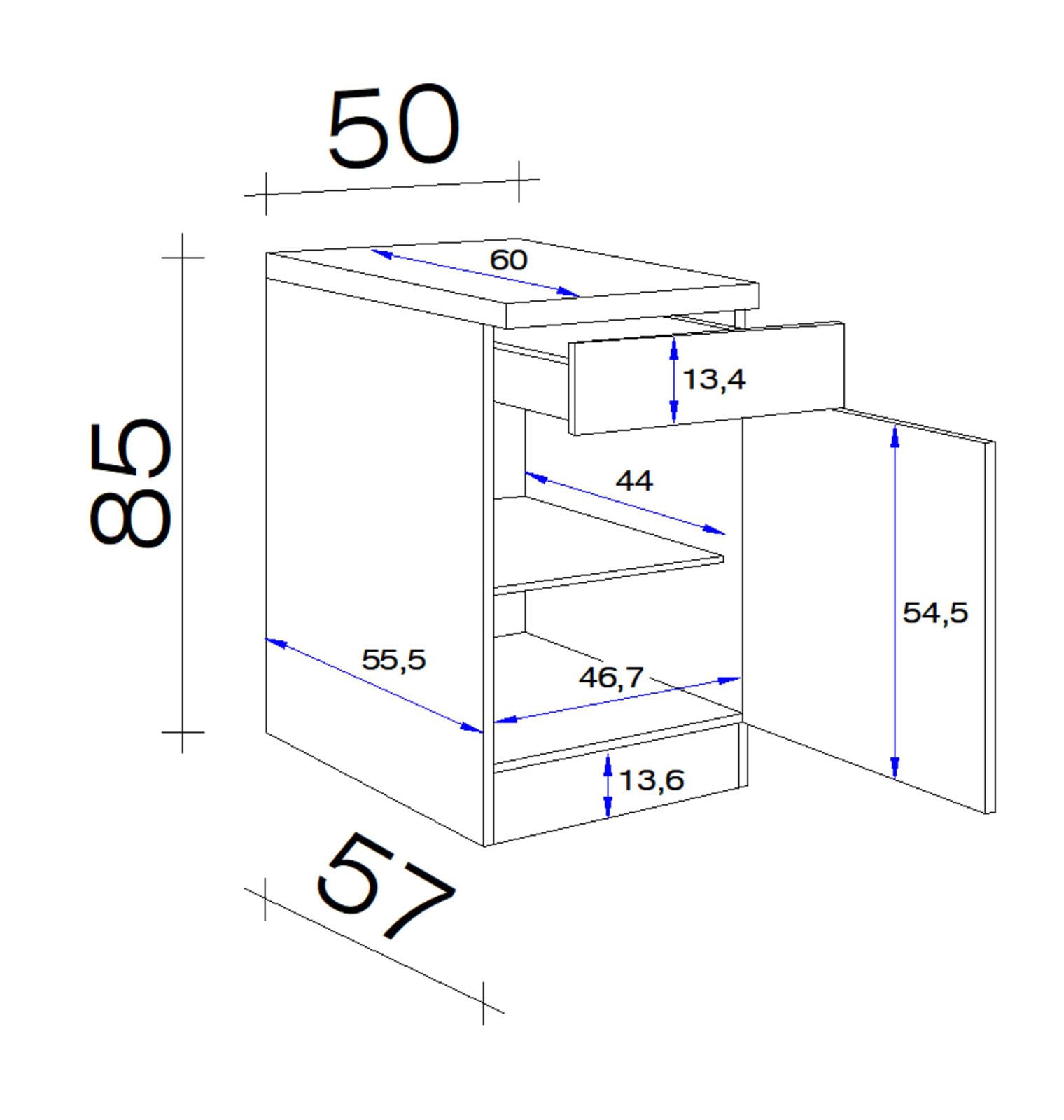 Unterschrank Avila Braun/Weiß 50 x 85 x 57 cm