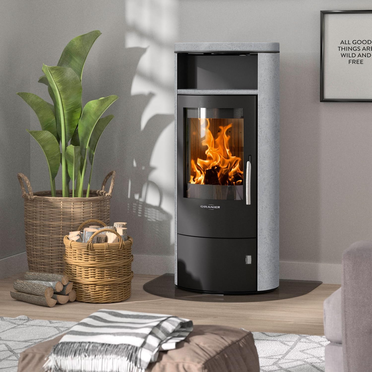 Oranier 5447 23 Polar 7 2.0 Kaminofen Stahl Schwarz/Speckstein/A
