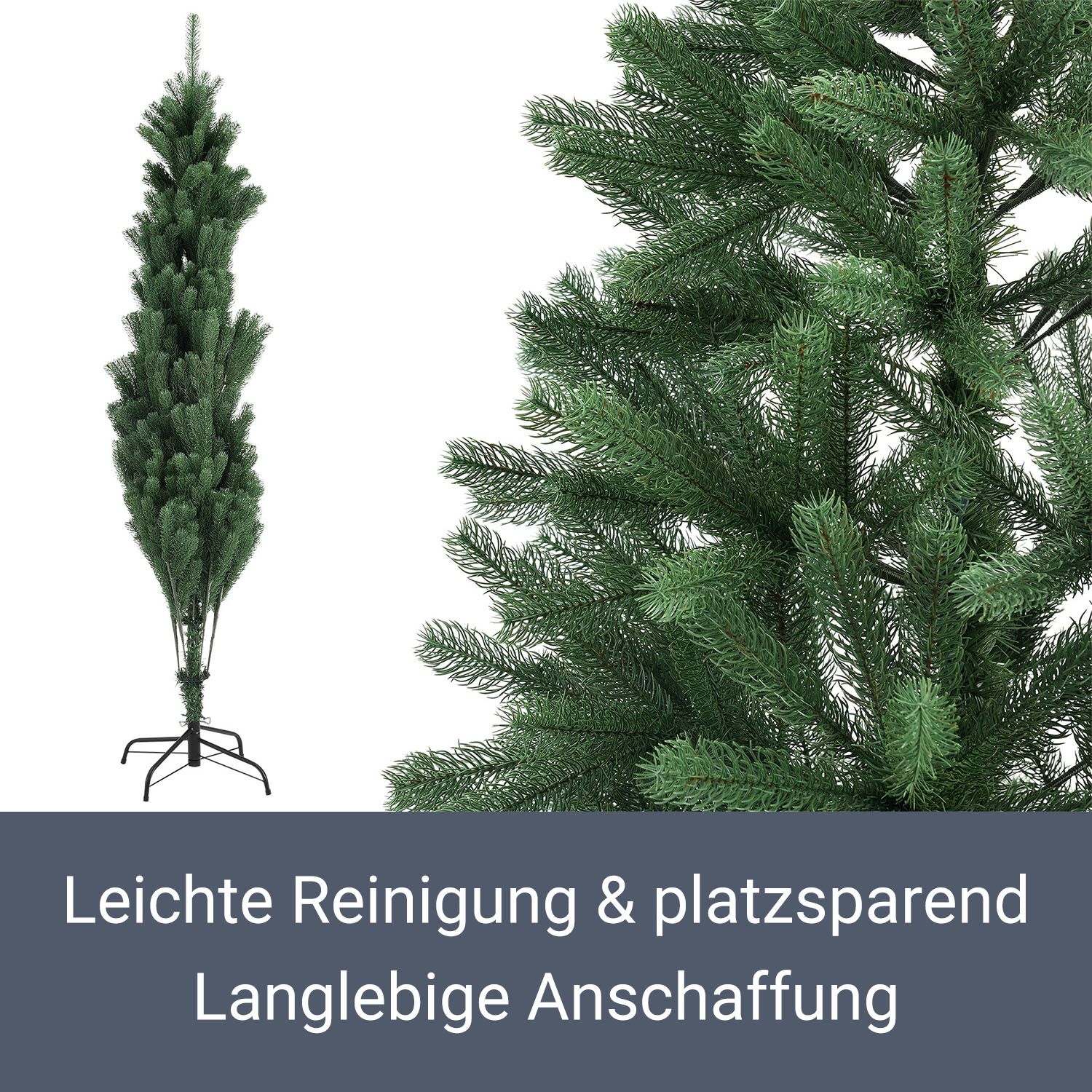 Juskys Weihnachtsbaum Talvi 180 cm hoch – künstlicher Tannenbaum aus PE-Kunststoff mit Metallständer
