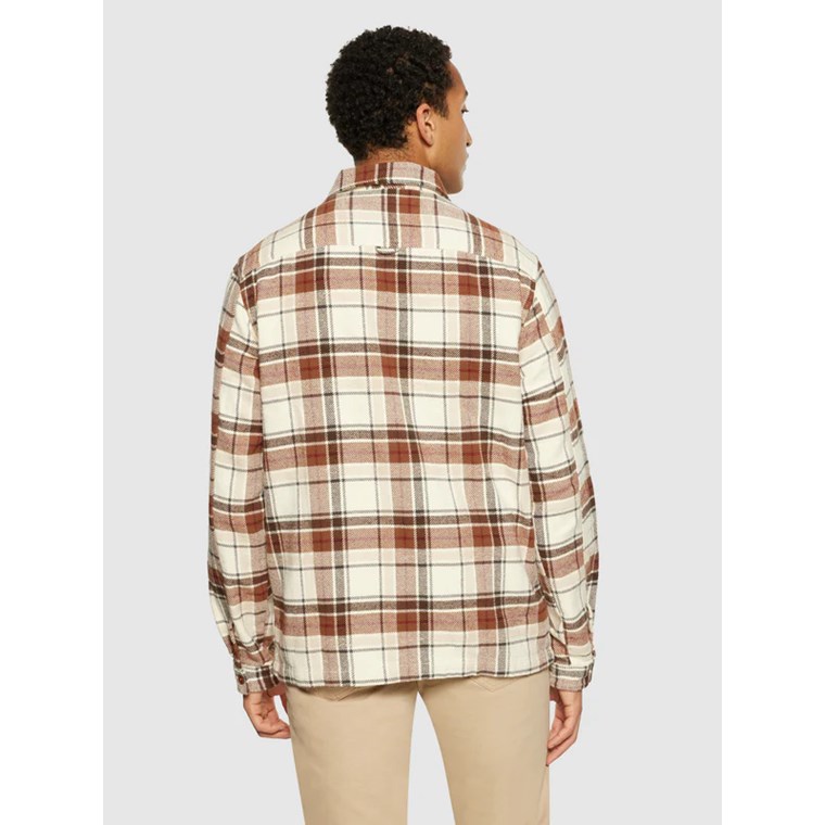 KnowledgeCotton Apparel Big Checked Heavy Flannel Overshirt Beige Check