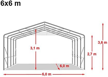 TOOLPORT Lagerzelt 6x6 m Zelthalle Unterstand / 2,6 m Seitenhöhe feuersichere PRIMEtex PVC Plane 2300 N dunkelgrün