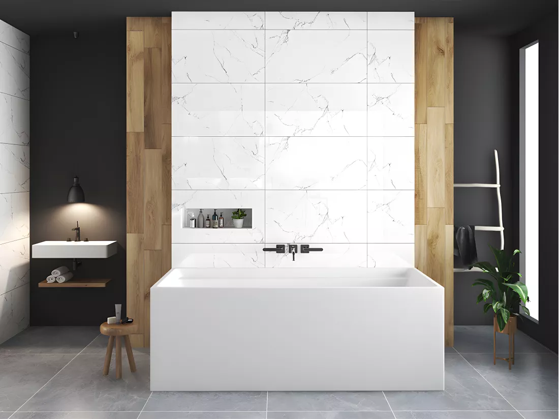 Baignoire îlot rectangulaire - 232 L - 150 x 75 x 60 cm - Blanche - Acrylique - ASPIUS