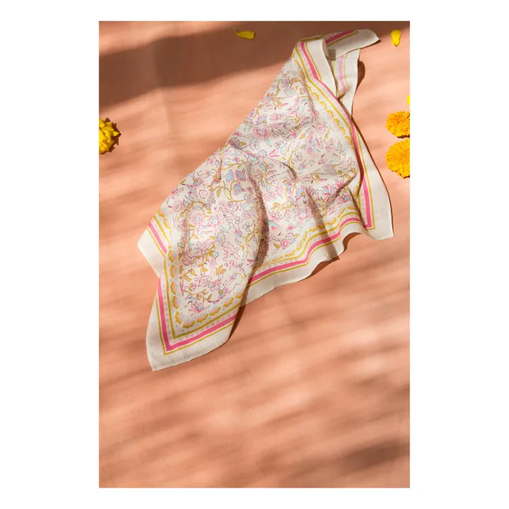 Louise Misha Foulard Coton Bio Fleuri Capucine | Ecru