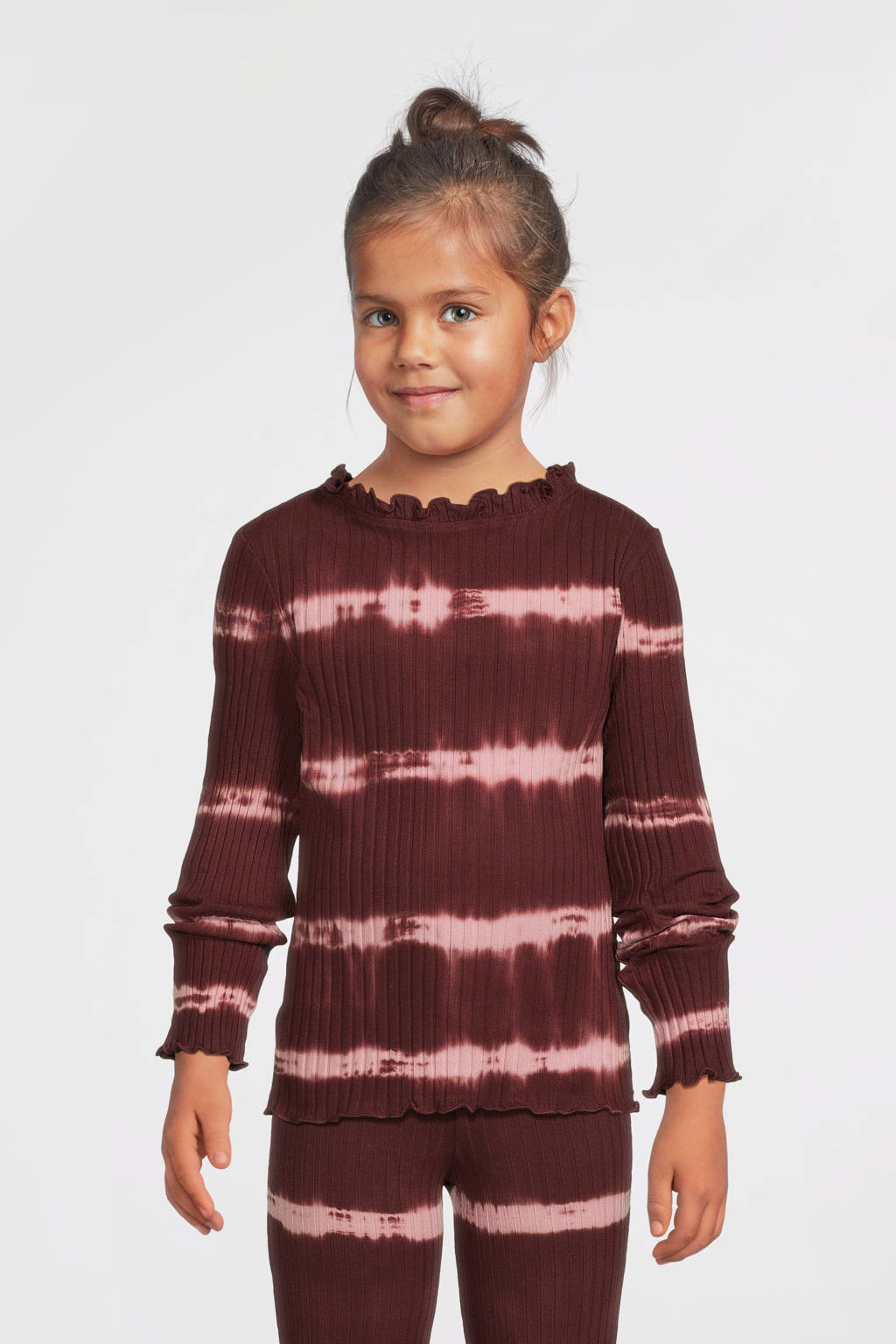 Your Wishes tie-dye longsleeve wijnrood/roze