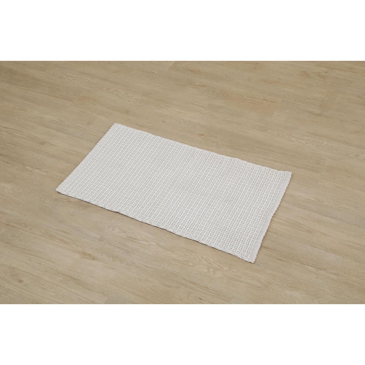 TAPIS MIMETISME POLYESTER COTON TRESSE 50X90CM BLANC