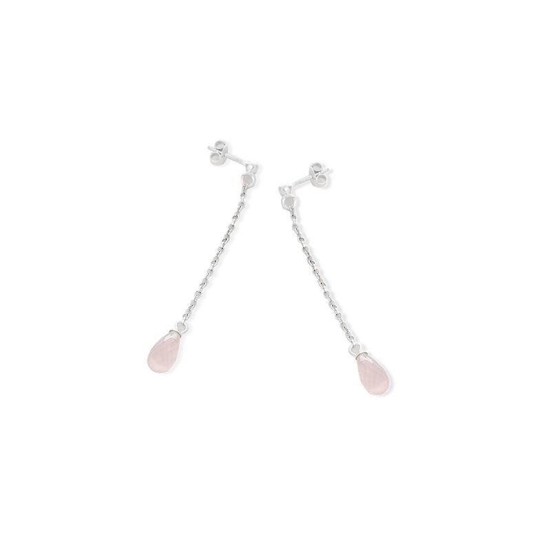 Boucles d'oreilles argent Quartz Rose naturelle