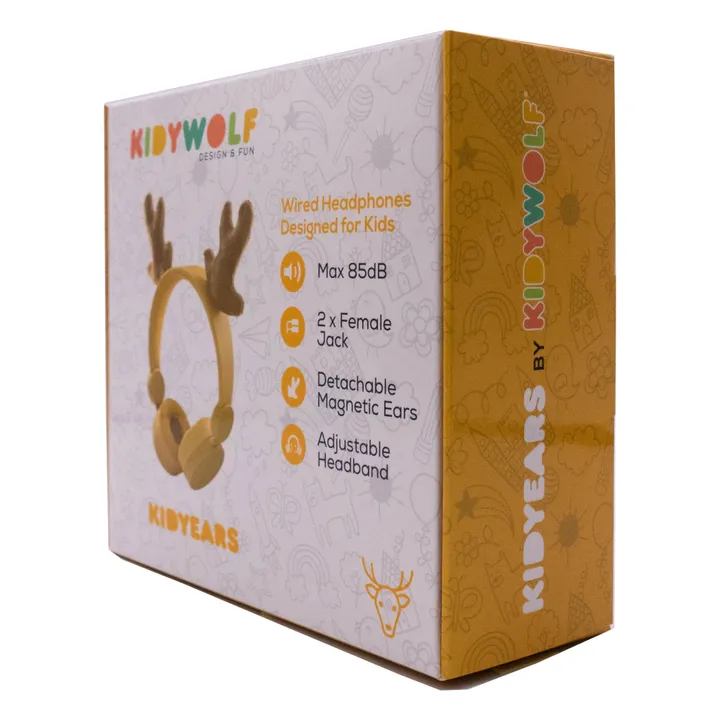 Kidywolf Casque audio filaire enfant Renne | Jaune
