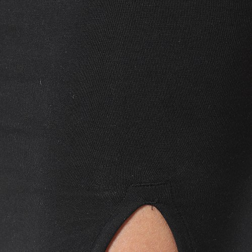 Robe Col V A Bandes Femme IK0439 Noir