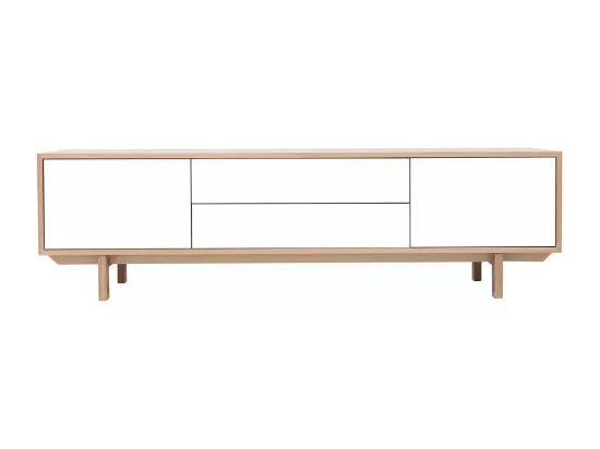 Meuble TV scandinave bois et blanc L180 cm SID