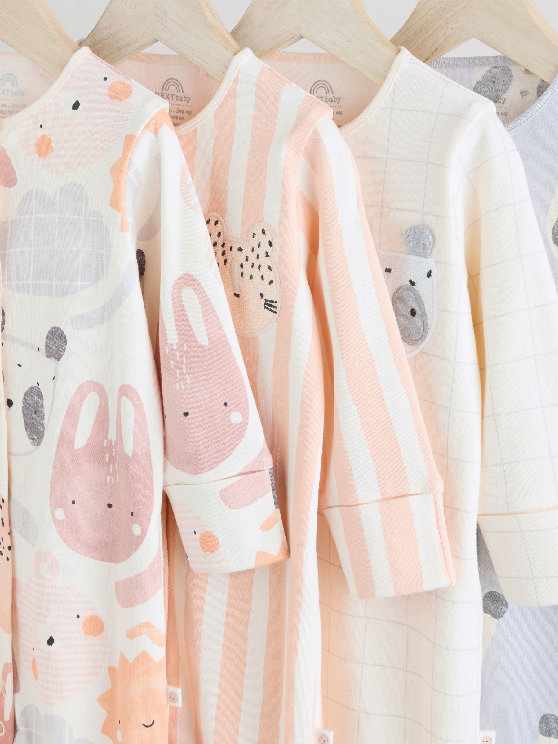 Multi - Verpakking van 4 babypyjama's met dierenprint van 100% katoen (0 mnd - 2 jr)