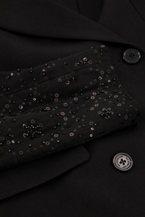 Zwarte blazer jurk met pailletten mouwen