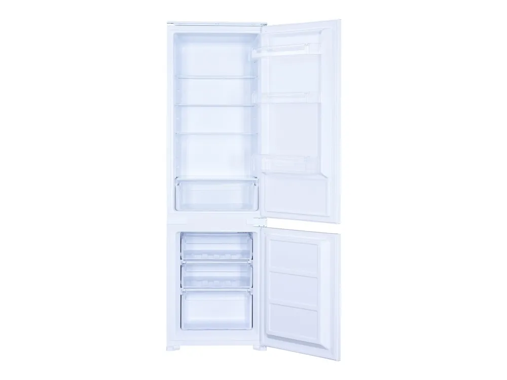 Scandomestic BIC249WE - Køleskab/fryser - bund-fryser - til indbygning - niche - bredde: 54 cm - dybde: 54 cm - højde: 180 cm - 249 liter - Klasse E - hvid
