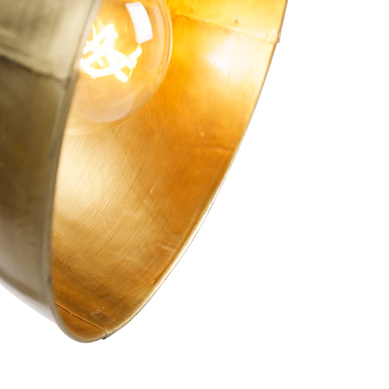 Industriele vloerlamp brons met mango hout - Mangoes