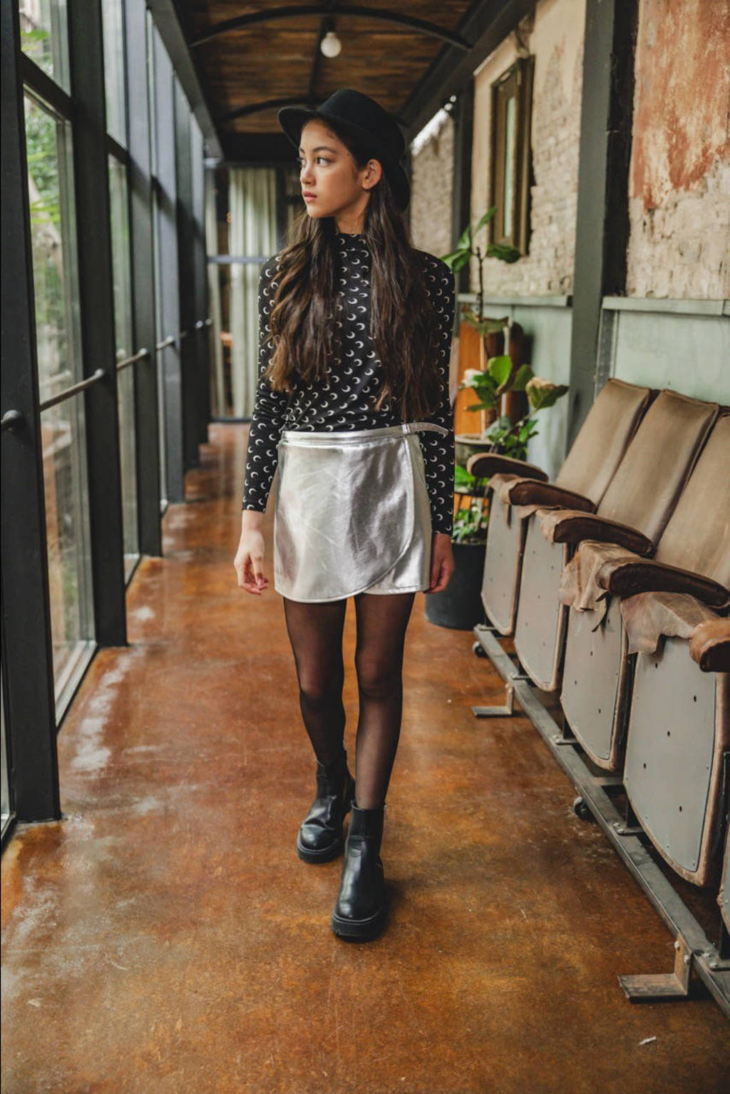 LOOXS top met all over print zwart/ecru
