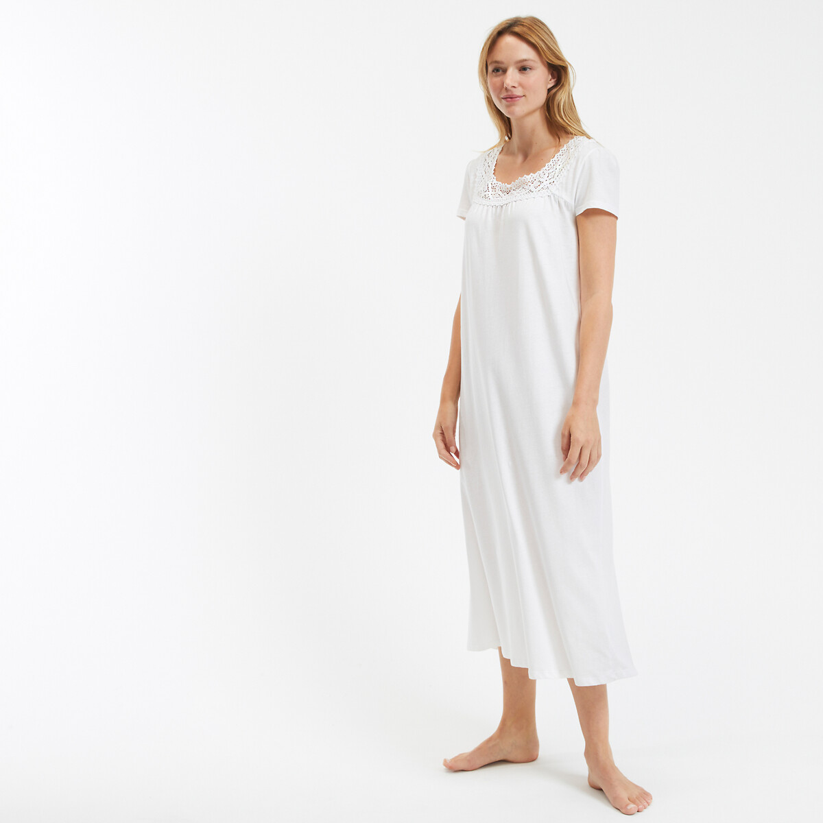 ANNE WEYBURN<br>Camisola de renda e algodão penteado