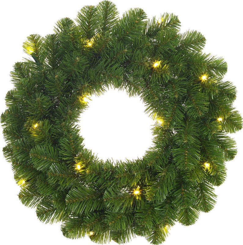 Black Box Norton kerstkrans | groen met LED lampjes | 45cm | Binnen/Buiten