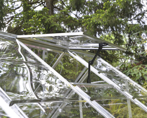 Kas Harmony met 6x14 polycarbonaat panelen (0,7 mm) inclusief funderingsframe, 426 x 185 cm, aluminium.