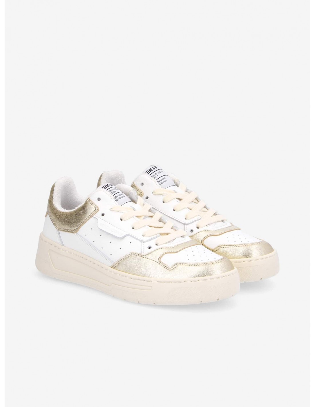 schmoove baskets de ville femme smatch new trainer cuir blanc/or