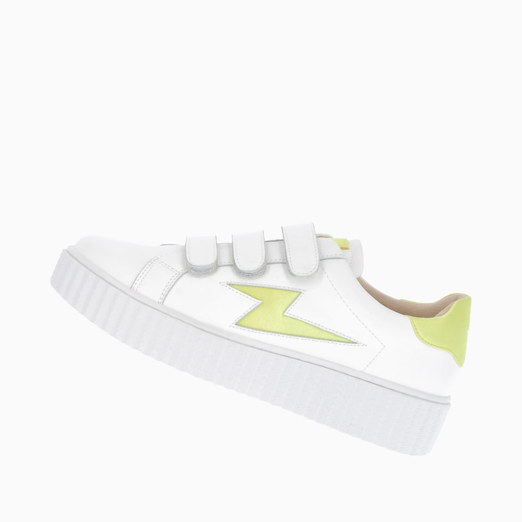 Sneakers-Baskets éclair Larissa blanches à détails en satin jaune
