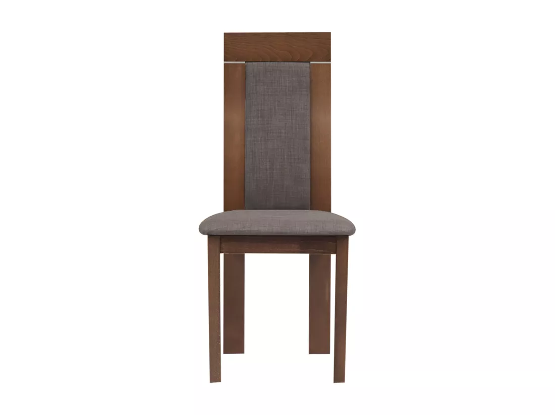 Lot de 2 chaises en tissu et bois de hêtre - Noyer et taupe - BELINDA