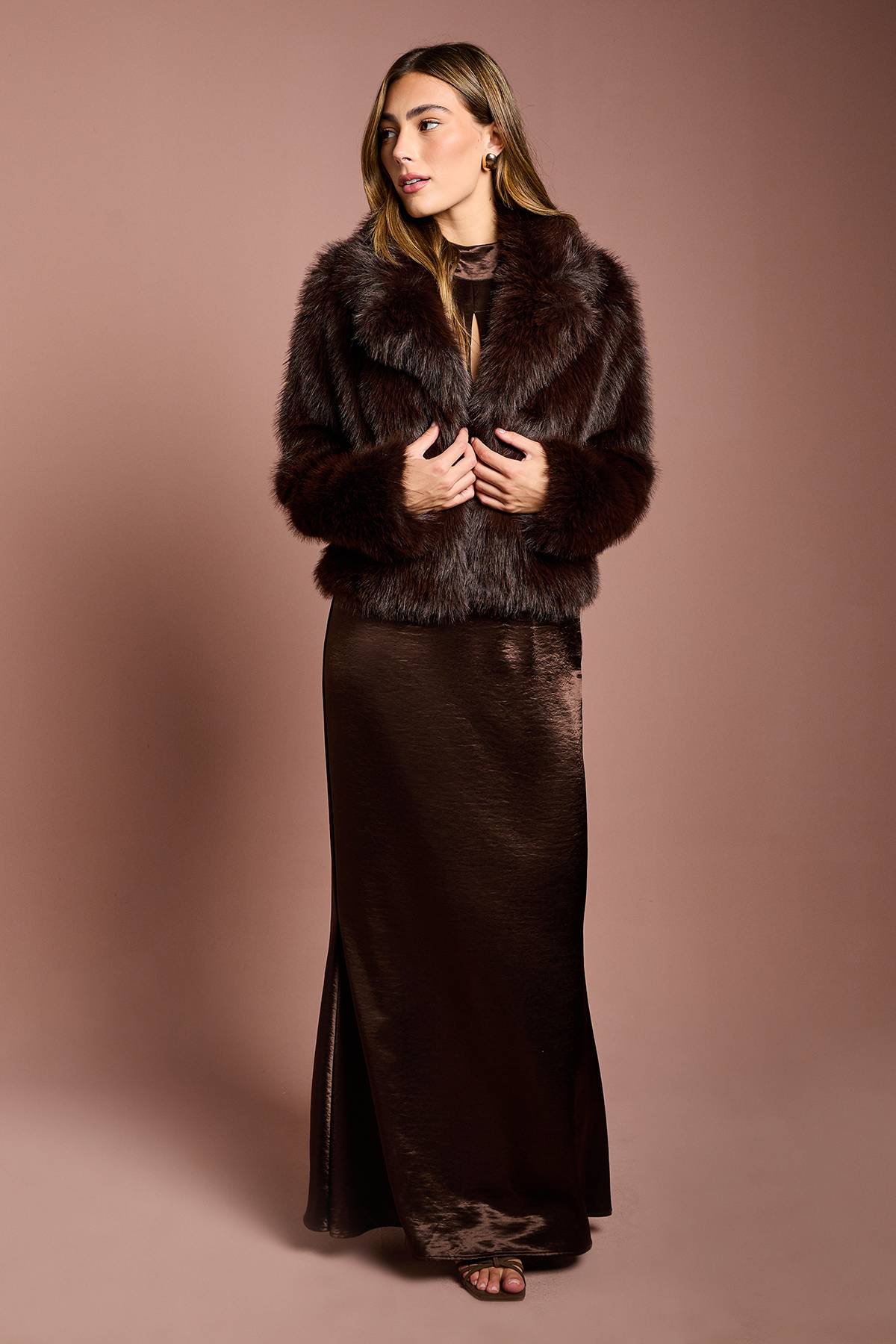 Coast Manteau Court en synthétique Chocolate Occasion